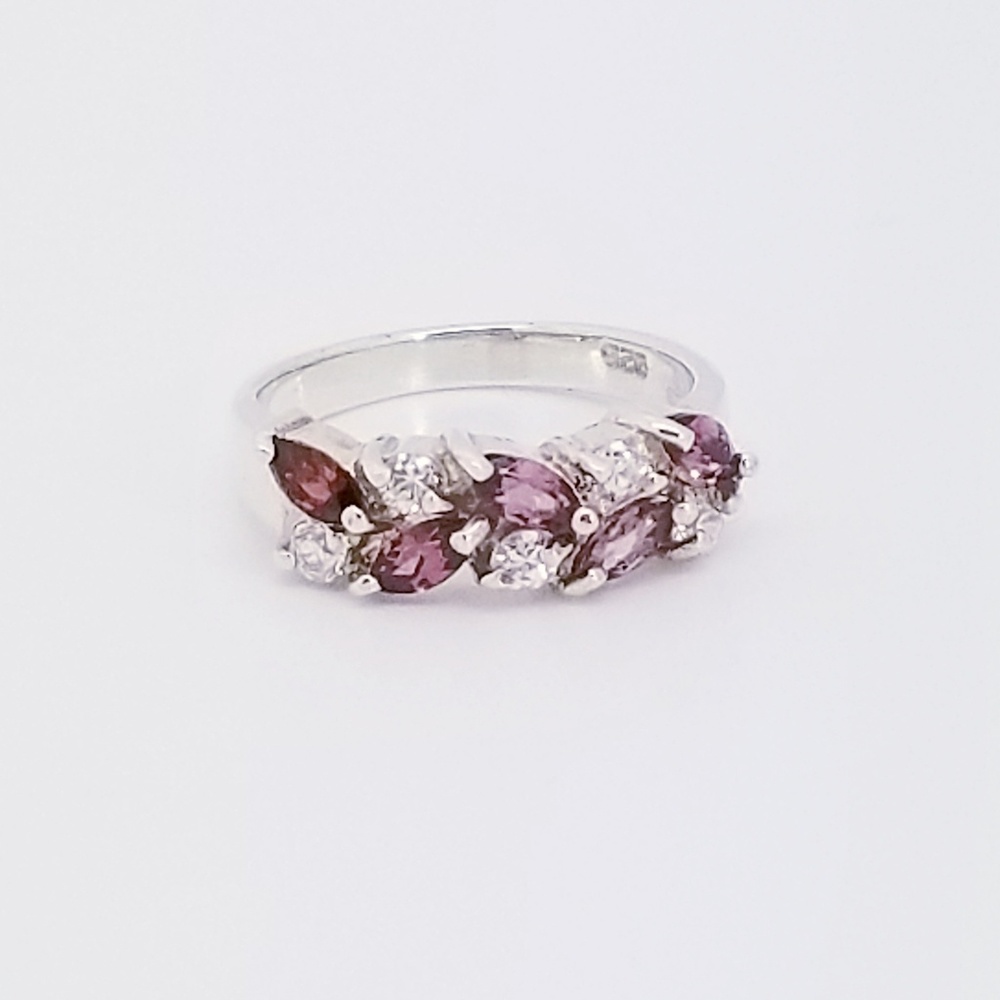 Rhodalite Garnet CZ Ring